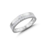 Satin Finished Diamond Ring in 18k White Gold