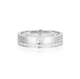 Satin Finished Diamond Ring in 18k White Gold
